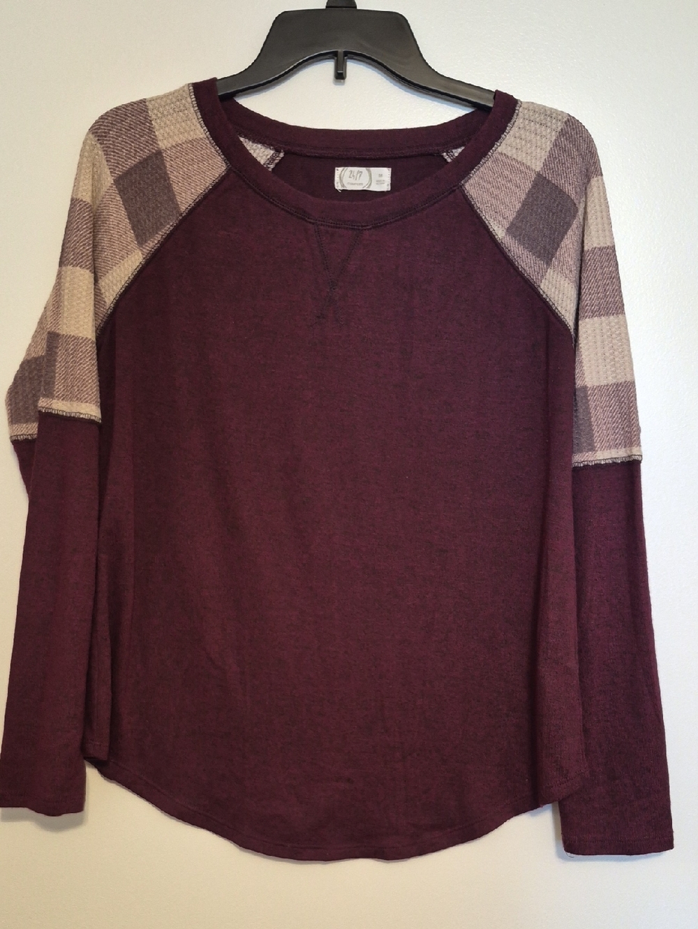 Maurices Plum Knit Raglan Pullover Sweater SZ M